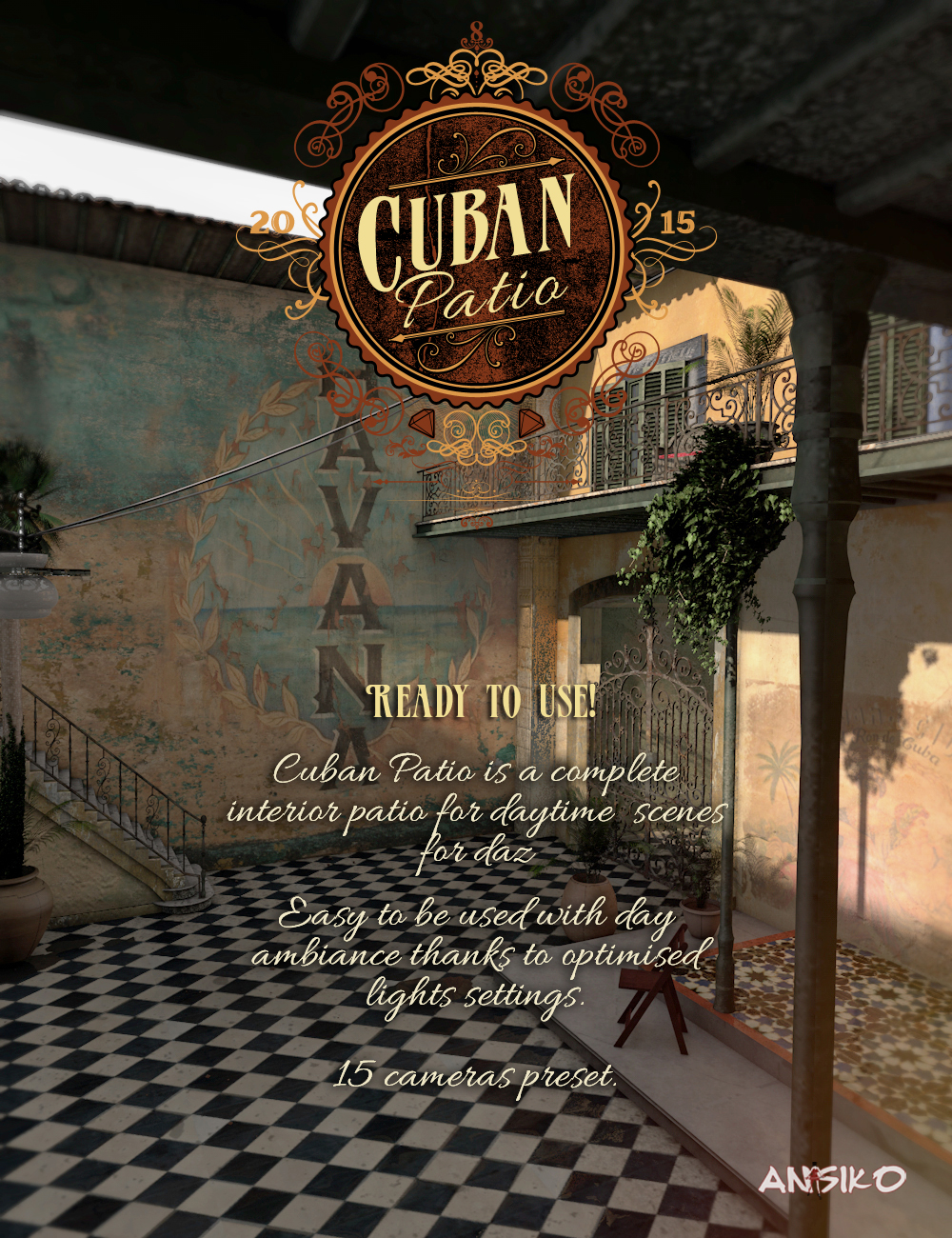 Cuban Patio by: Ansiko, 3D Models by Daz 3D