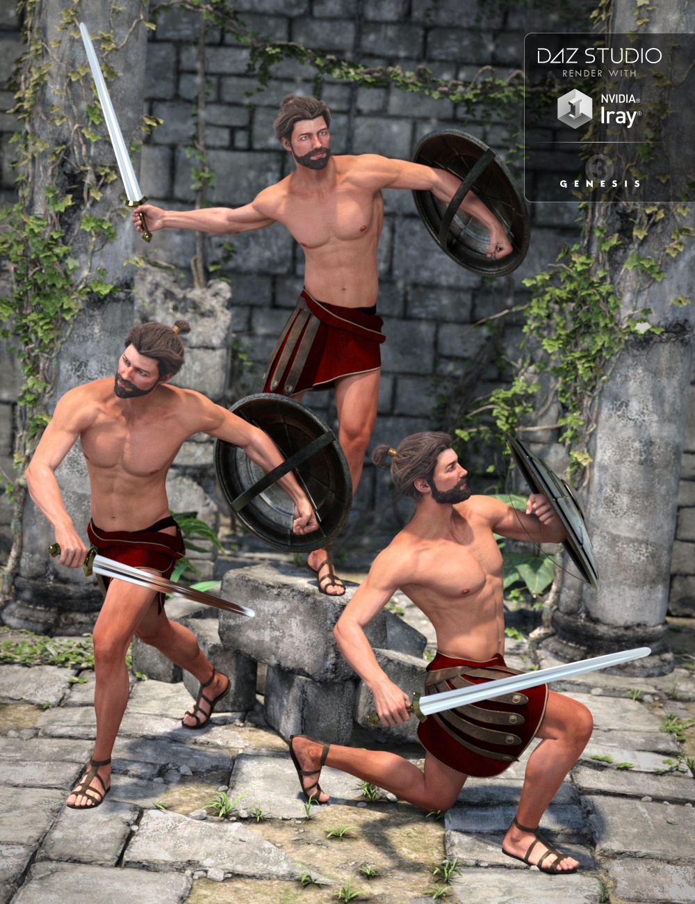 Capsces Gladiator Poses Leo 7 by: Capsces Digital Ink, 3D Models by Daz 3D