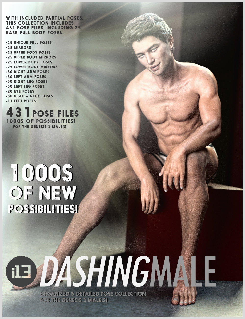 i13 Dashing Male Mega Pose Collection for the Genesis 3 Male(s) by: ironman13, 3D Models by Daz 3D