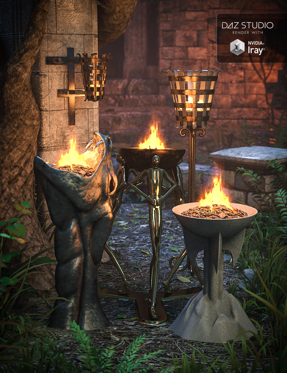Braziers by: Valandar, 3D Models by Daz 3D
