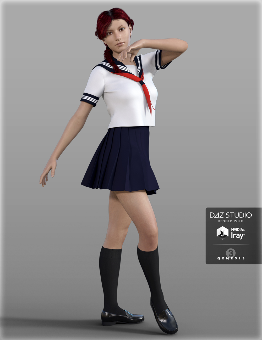 H&C Japanese School Uniforms for Genesis 3 Female(s) by: IH Kang, 3D Models by Daz 3D