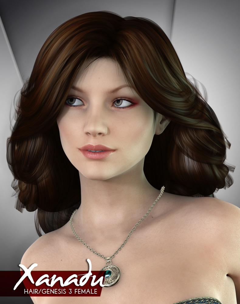 Xanadu Hair for Genesis 3 Female by: Lady LittlefoxRuntimeDNA, 3D Models by Daz 3D