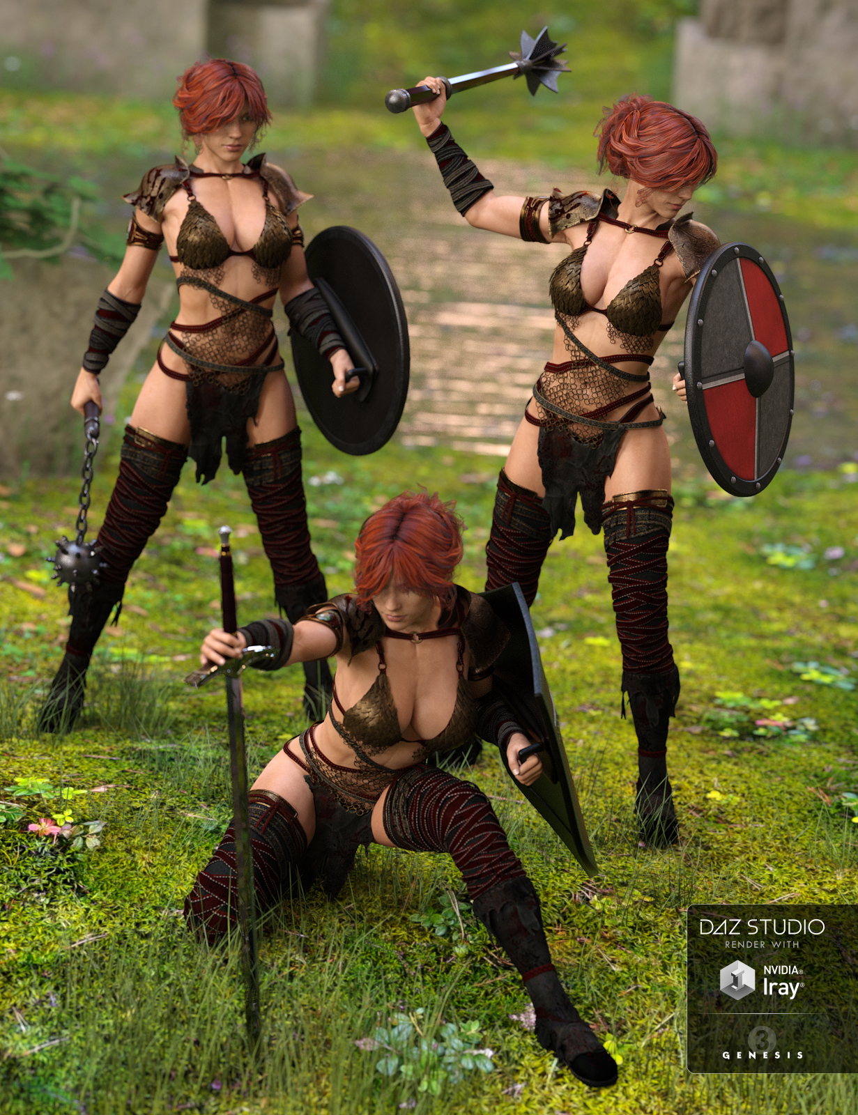 Defender Poses for Genesis 3 Female(s) by: Val3dart, 3D Models by Daz 3D