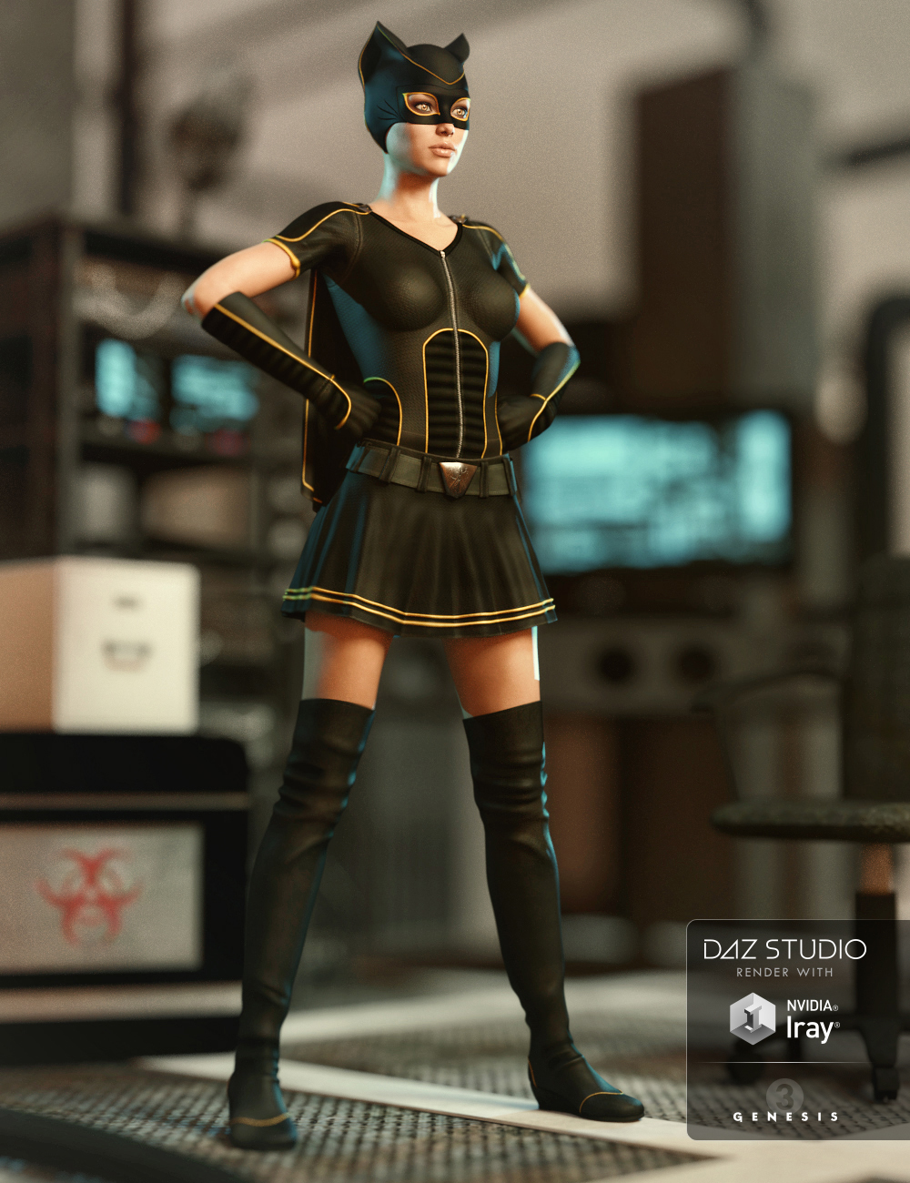 Superhero Add-On for Super Bodysuit Genesis 3 Female(s) by: ArienMada, 3D Models by Daz 3D
