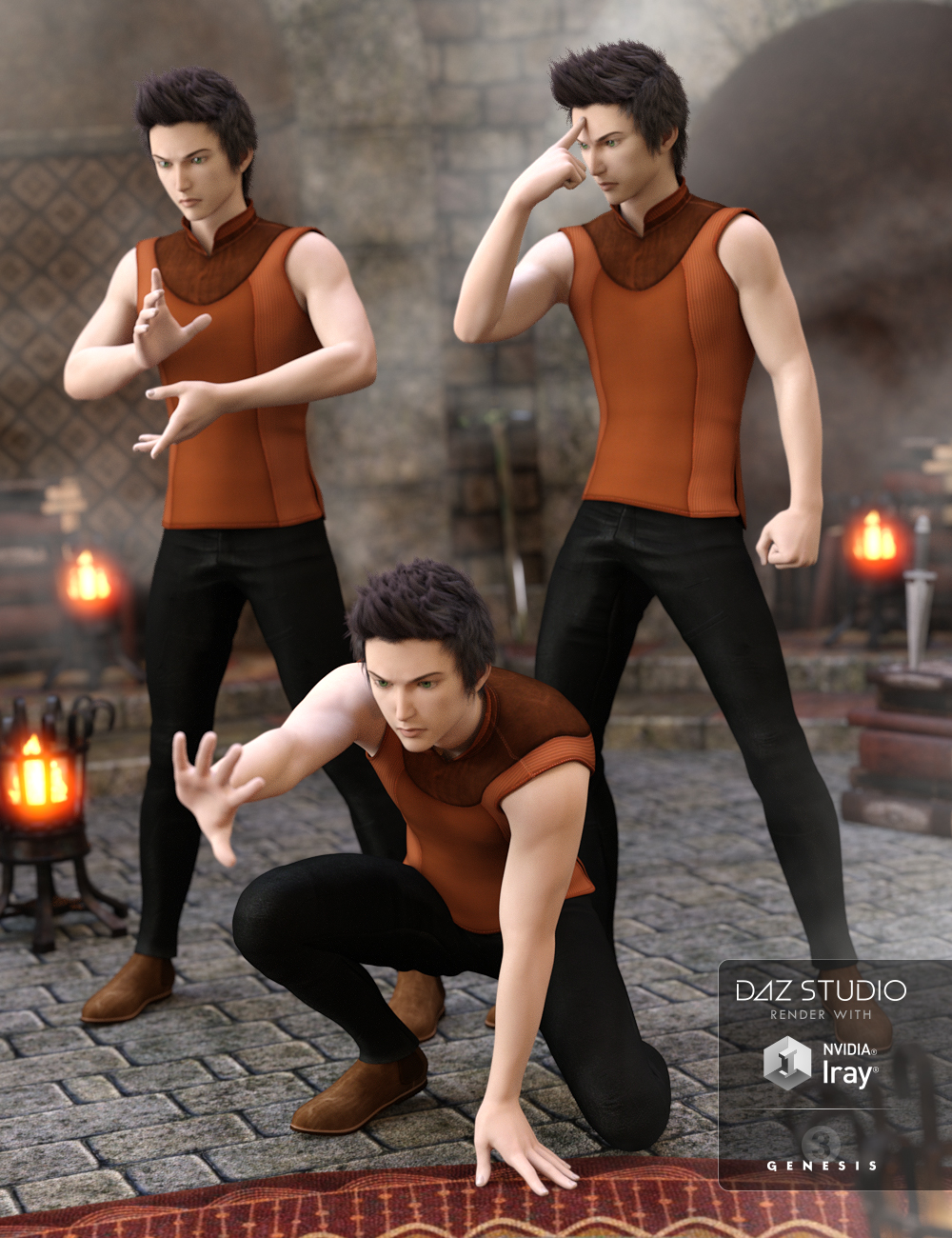 Magical Guy Poses for Kenji 7 by: Val3dart, 3D Models by Daz 3D