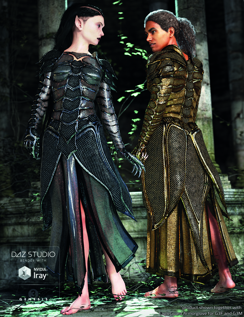 Eagle-Guard Torso Armor and Kilt for Genesis 3 Female(s) and Male(s) by: ArkiShox-Design, 3D Models by Daz 3D