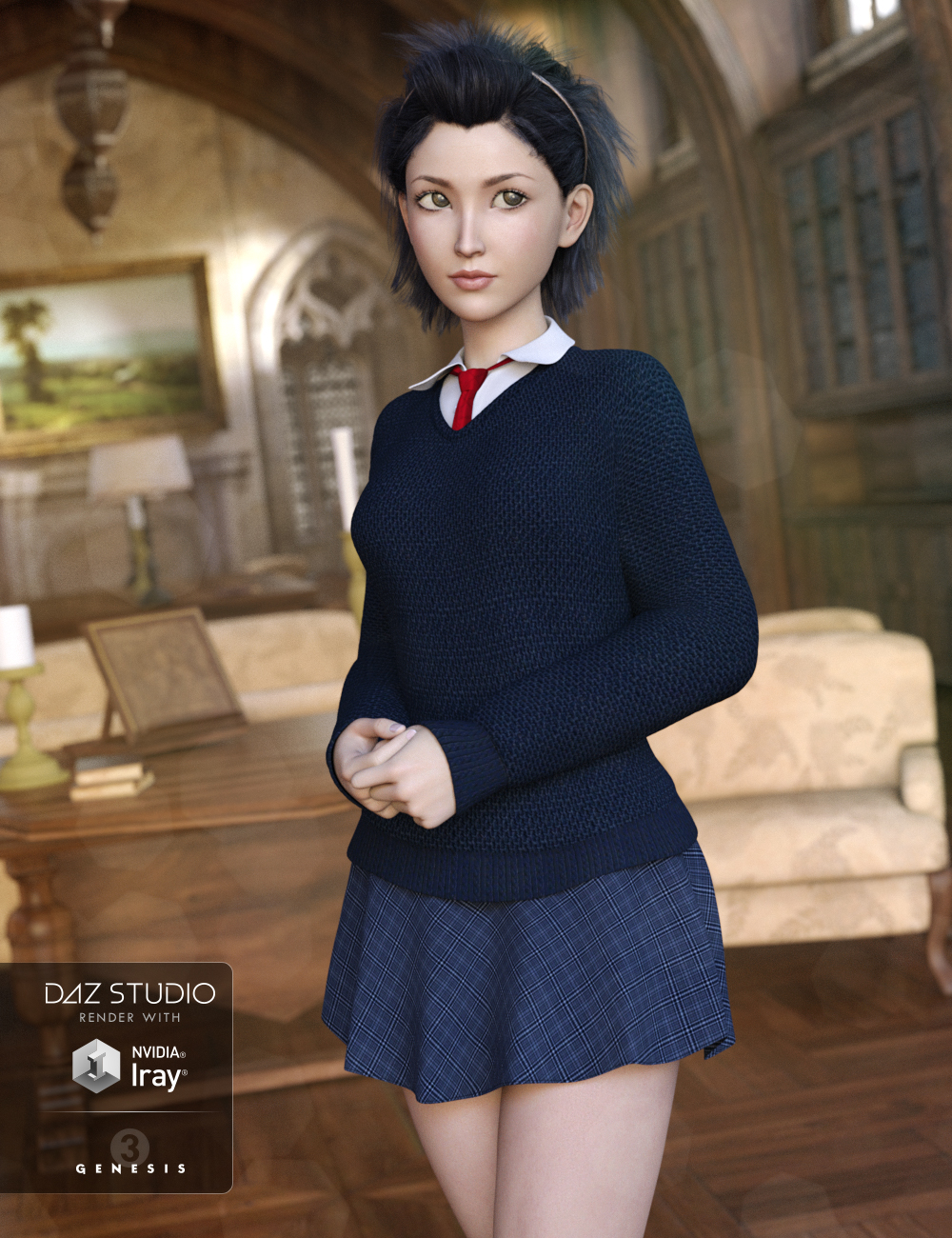 New Semester Outfit for Genesis 3 Female(s) by: tentman, 3D Models by Daz 3D