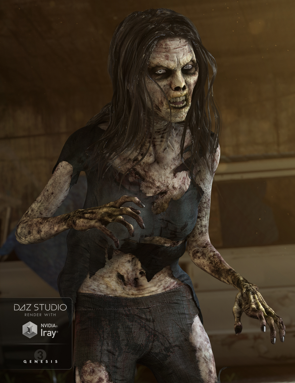 Lucille Zombie for Genesis 3 Female(s) by: , 3D Models by Daz 3D