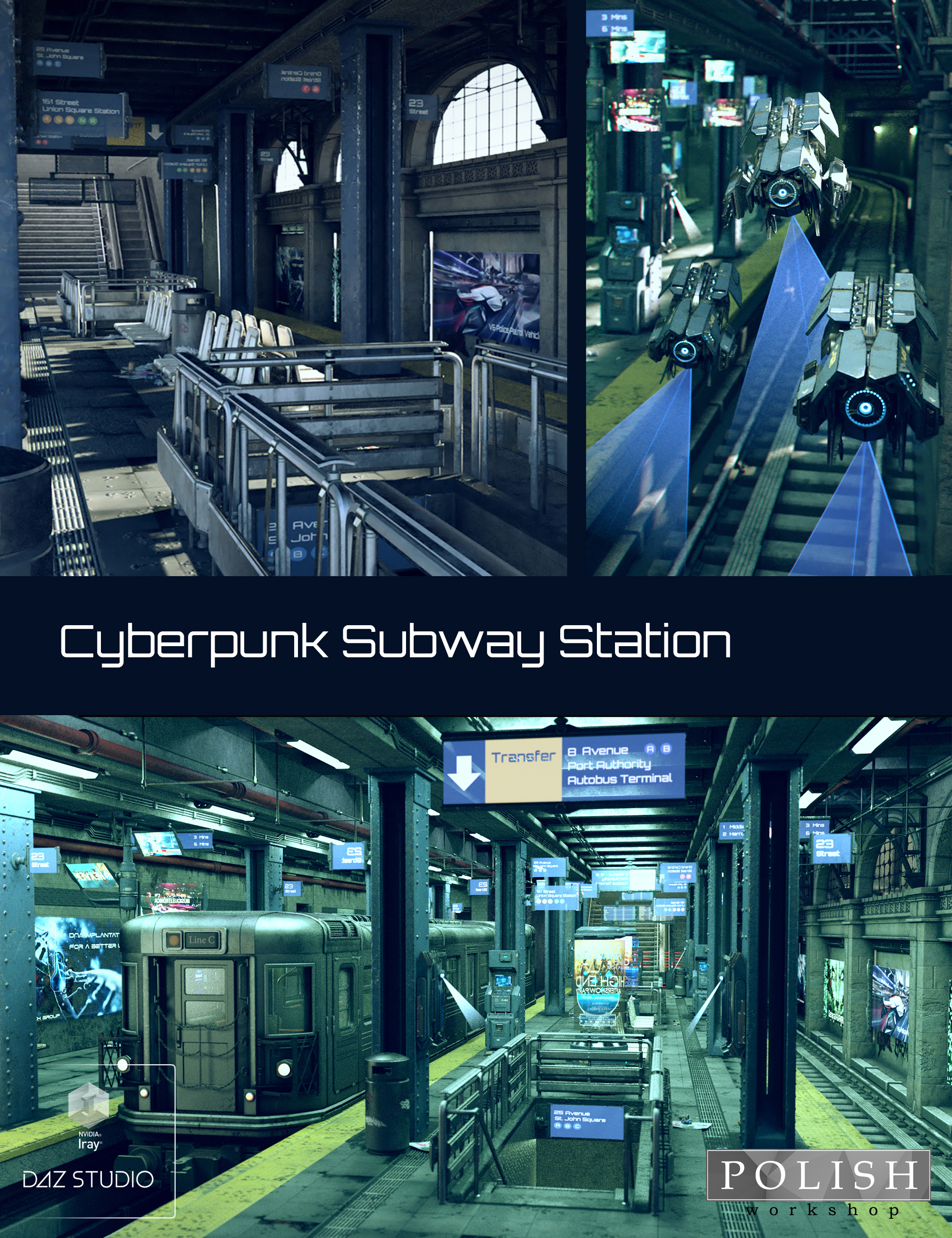 Cyberpunk Subway Station by: Polish, 3D Models by Daz 3D