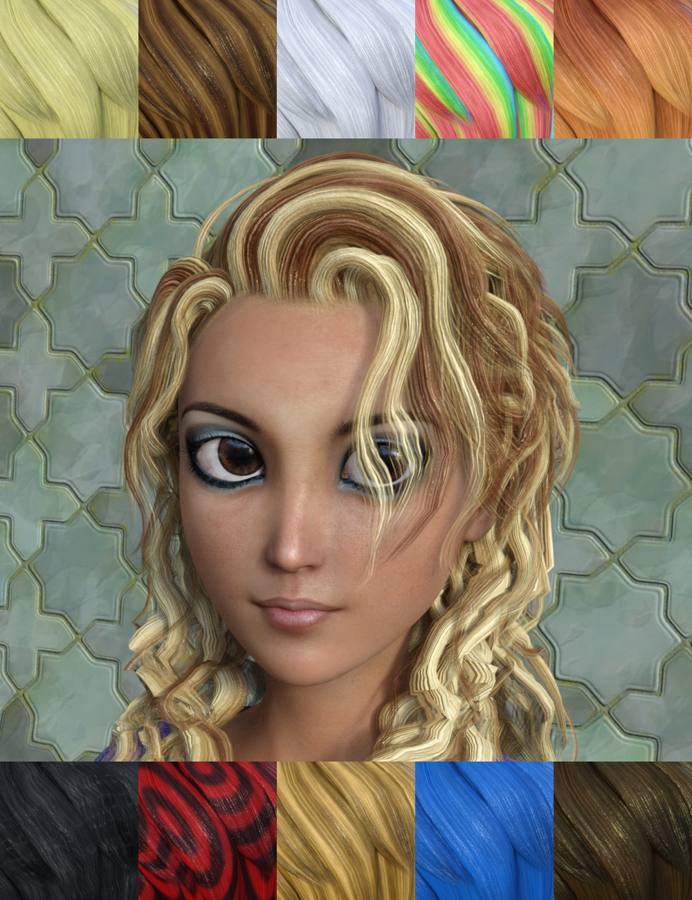 FSL Toon Hair Shaders Iray by: Fuseling, 3D Models by Daz 3D