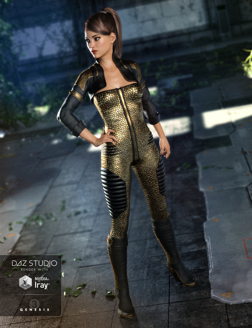 Sci-Fi Lieutenant Outfit for Genesis 3 Female(s) by: DirtyFairyBarbara Brundon, 3D Models by Daz 3D