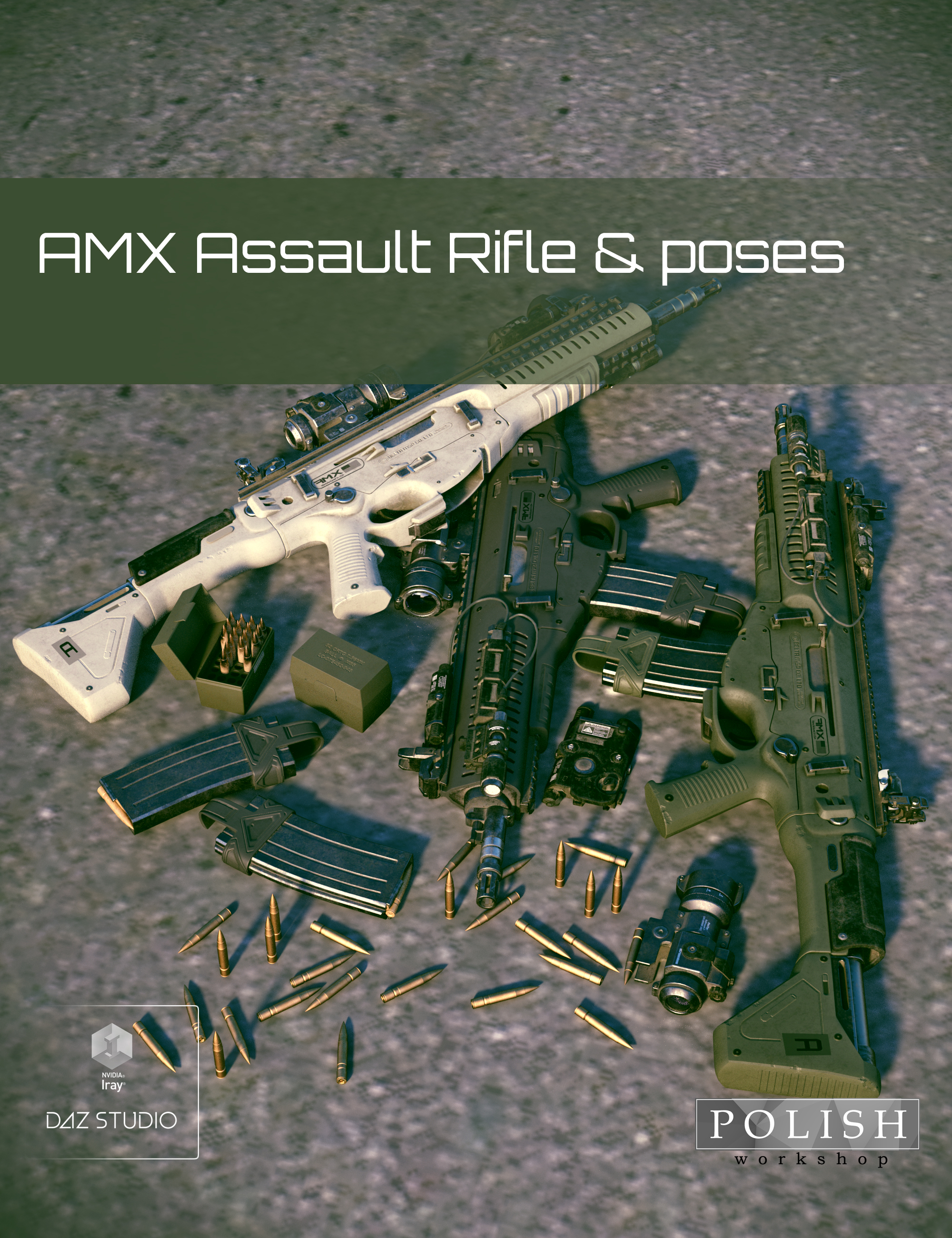 AMX Assault Rifle and Poses by: Polish, 3D Models by Daz 3D