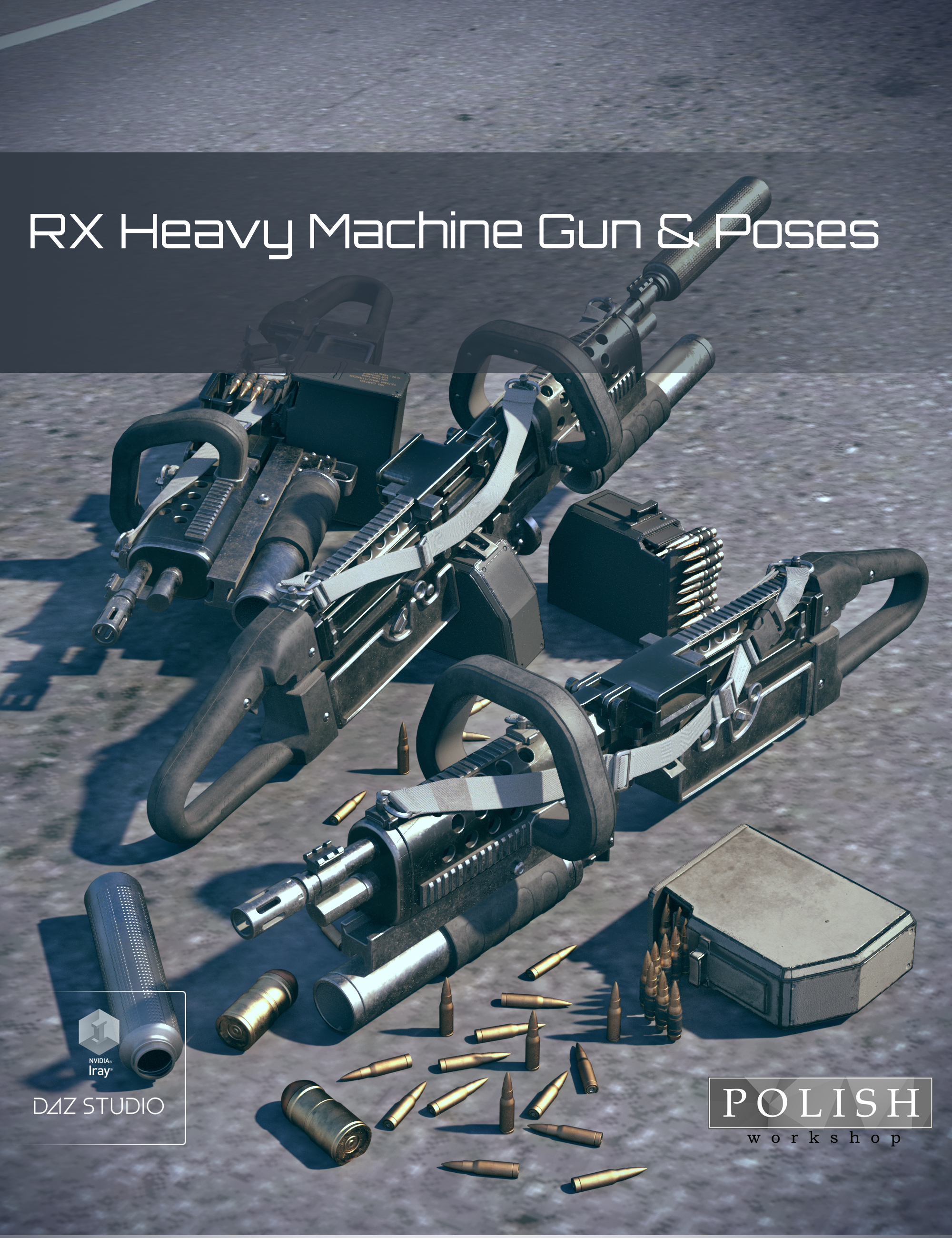 RX Heavy Machine Gun and Poses by: Polish, 3D Models by Daz 3D