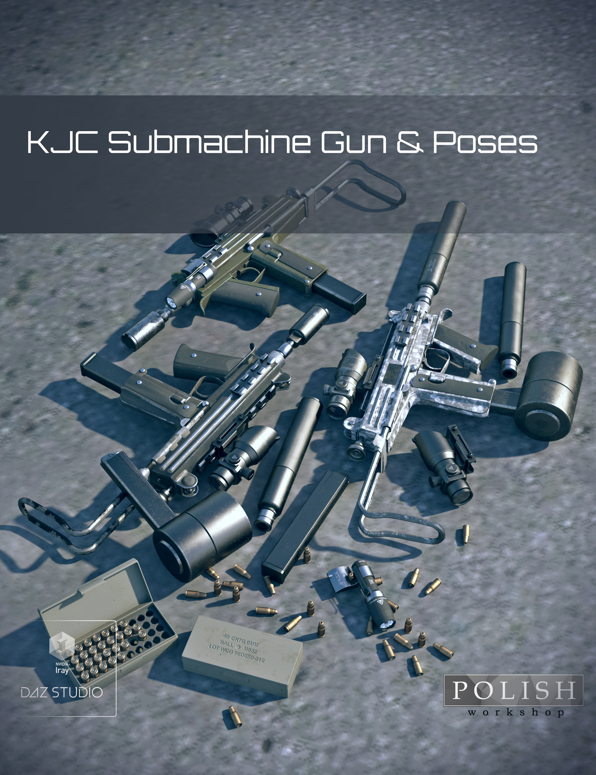 KJC Submachine Gun and Poses by: Polish, 3D Models by Daz 3D