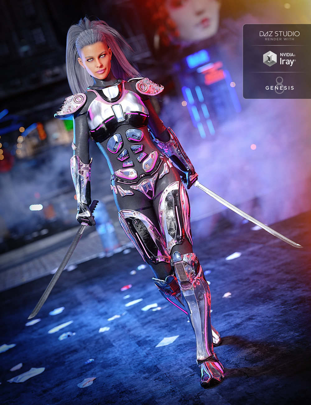 Sci-Fi Samurai for Genesis 8 Female(s) by: ZKuro, 3D Models by Daz 3D