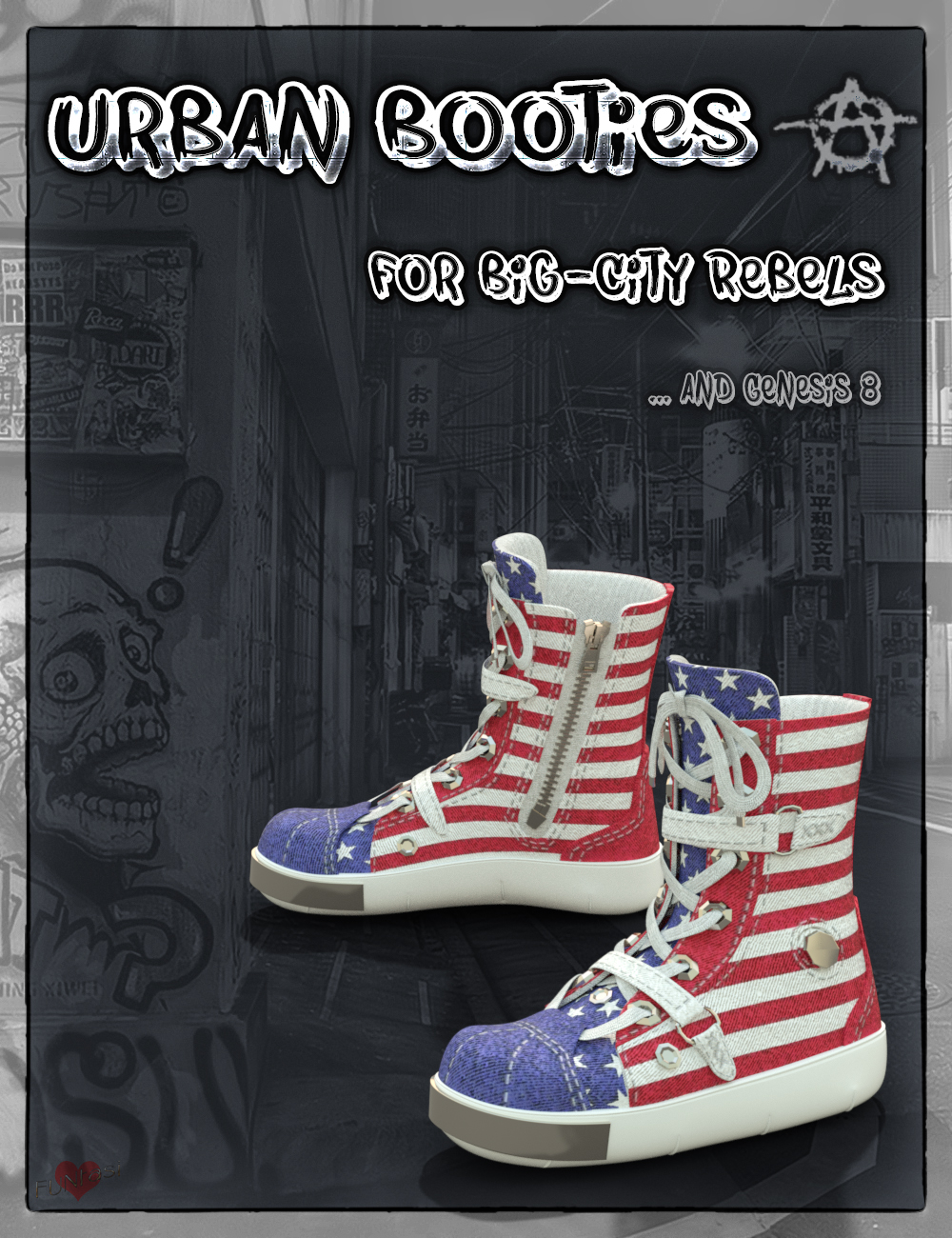 Urban Booties for Genesis 8 Male(s) and Female(s) by: , 3D Models by Daz 3D