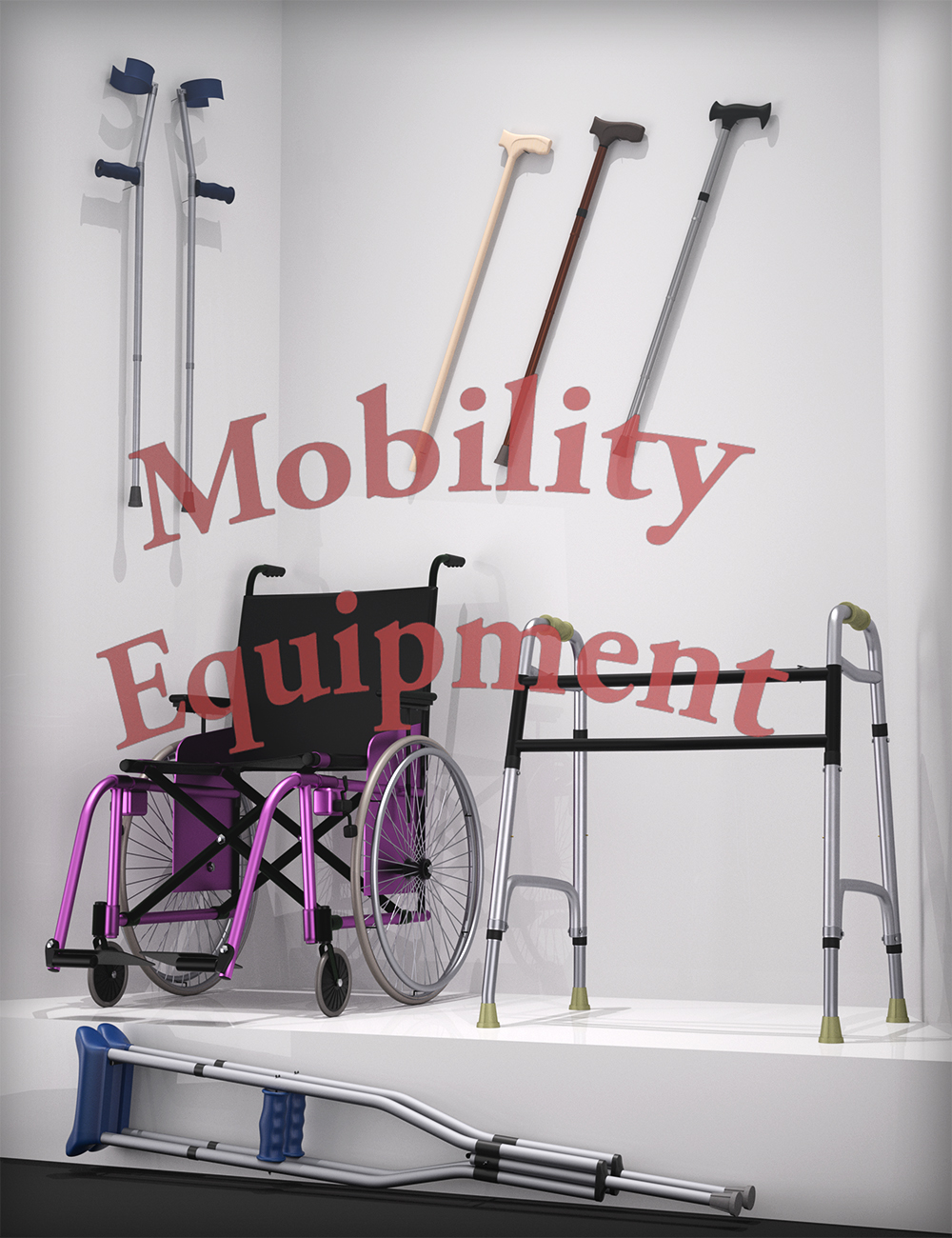 Mobility Equipment for Genesis 2, 3 and 8 Males(s) and Female(s) by: MikeD, 3D Models by Daz 3D