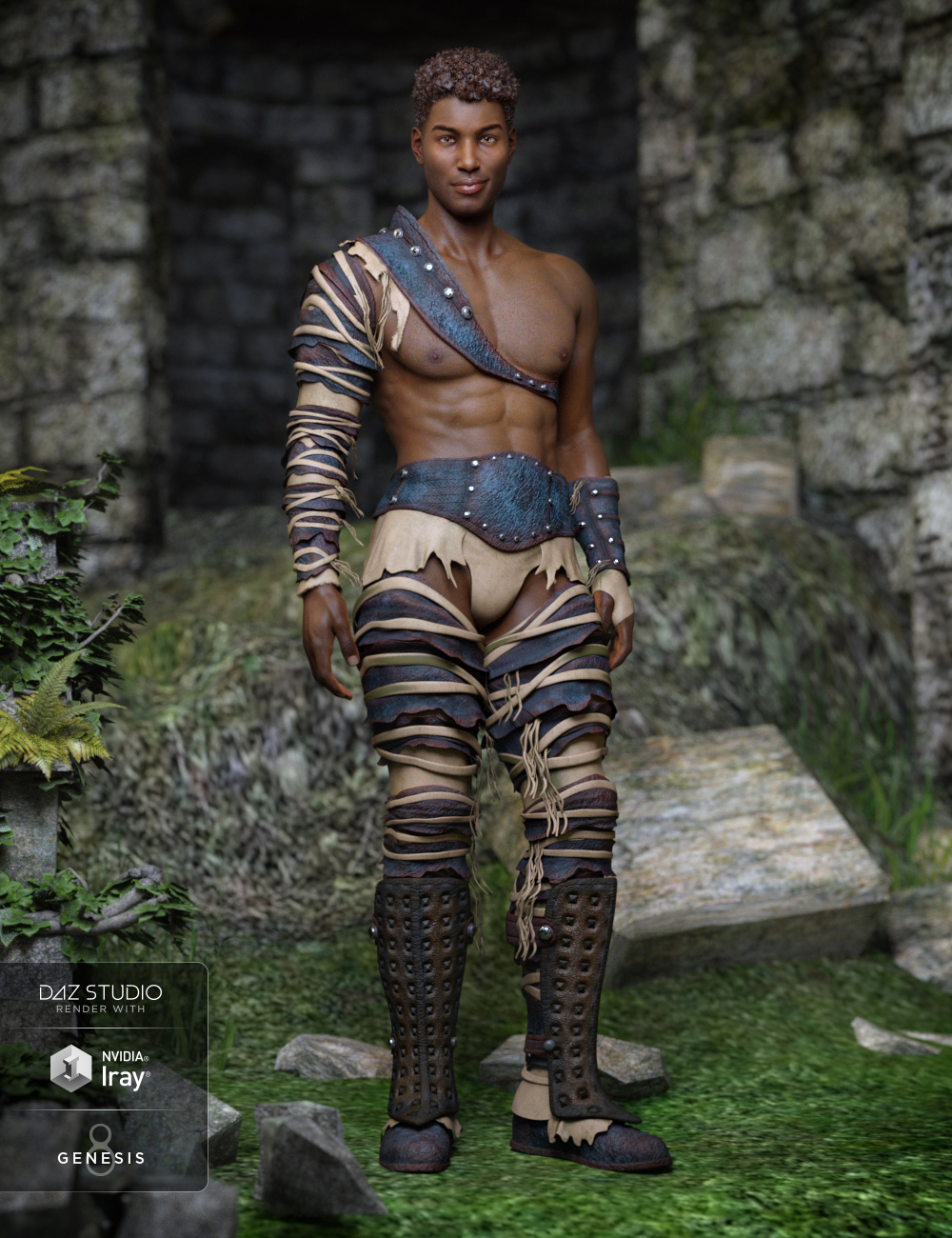 Badlands Gladiator Outfit for Genesis 8 Male(s) by: Barbara BrundonMely3D, 3D Models by Daz 3D