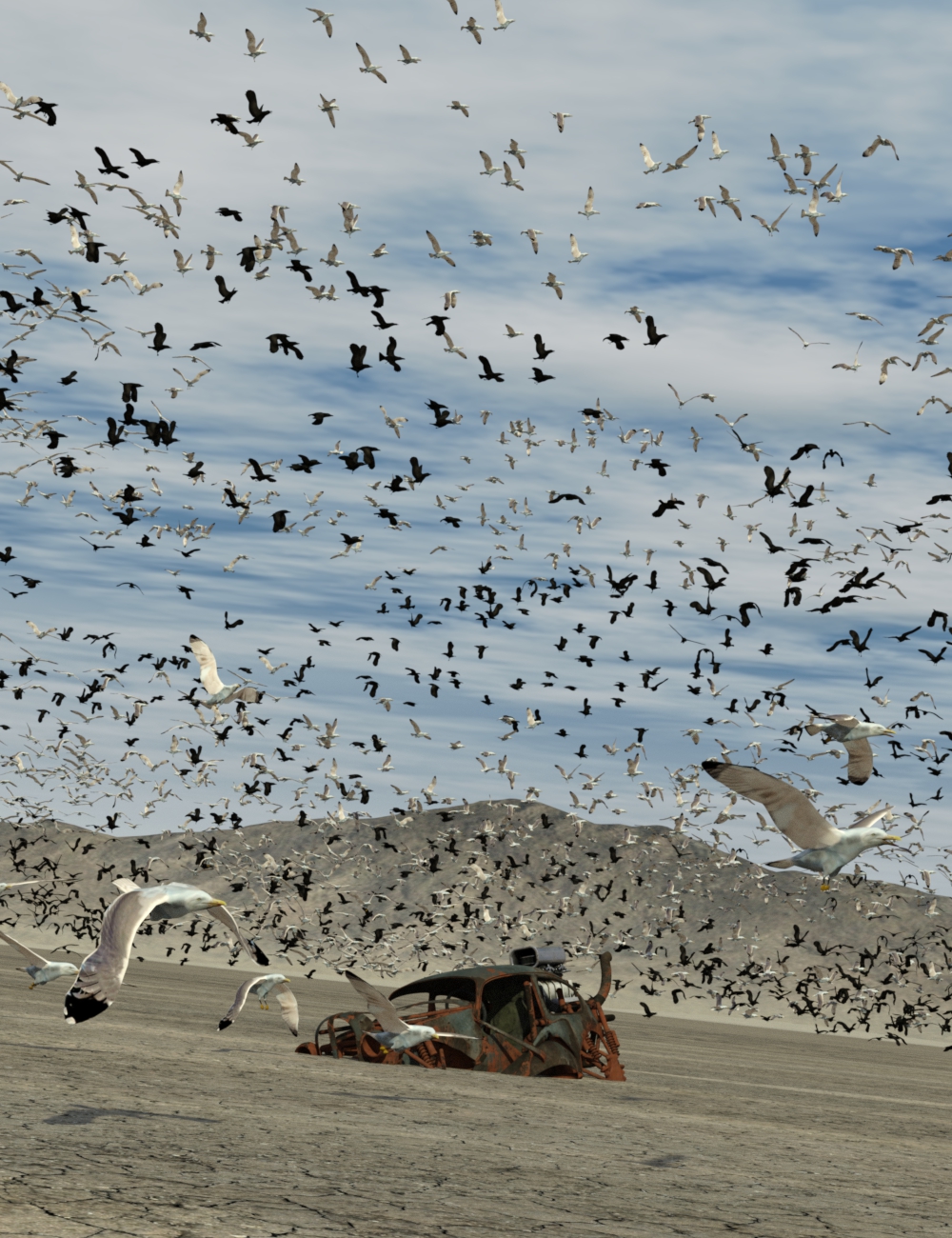 The Flock Gulls and Crows by: DzFire, 3D Models by Daz 3D