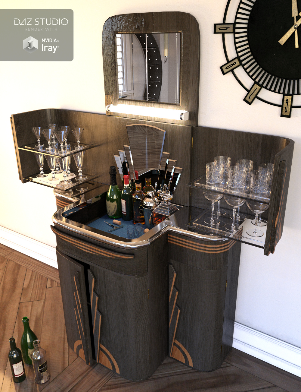 Art Deco Cabinet by: Merlin Studios, 3D Models by Daz 3D