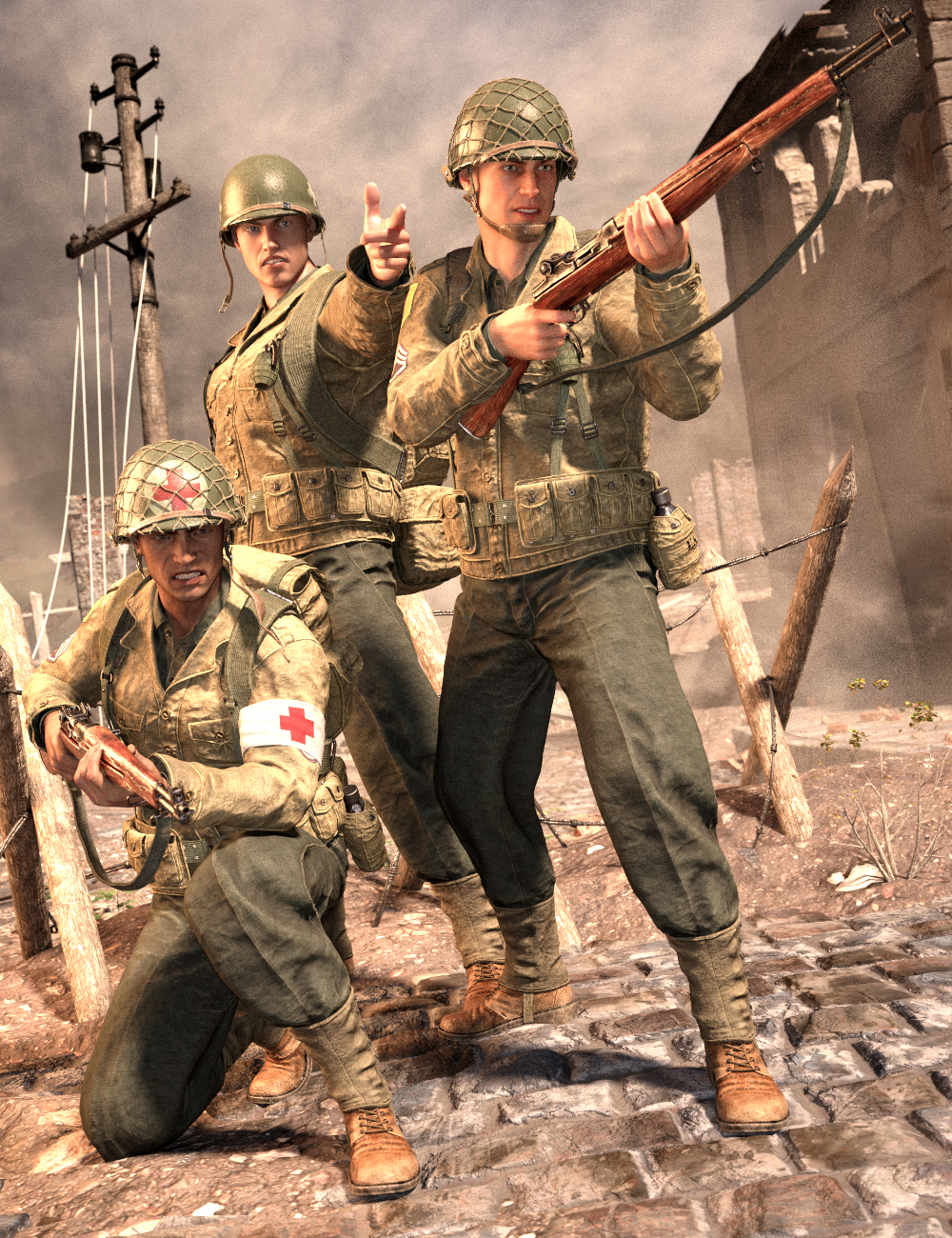 World War II U.S. Uniform HD for Genesis 8 Male(s) by: Luthbel, 3D Models by Daz 3D
