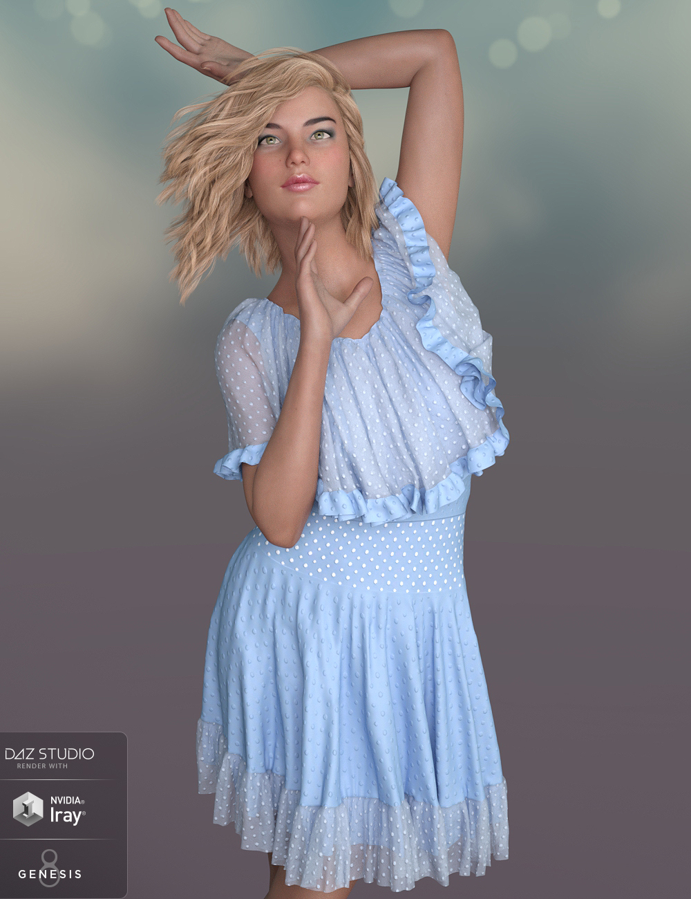 dForce Fiona Dress for Genesis 8 Female(s) by: PandyGirl, 3D Models by Daz 3D