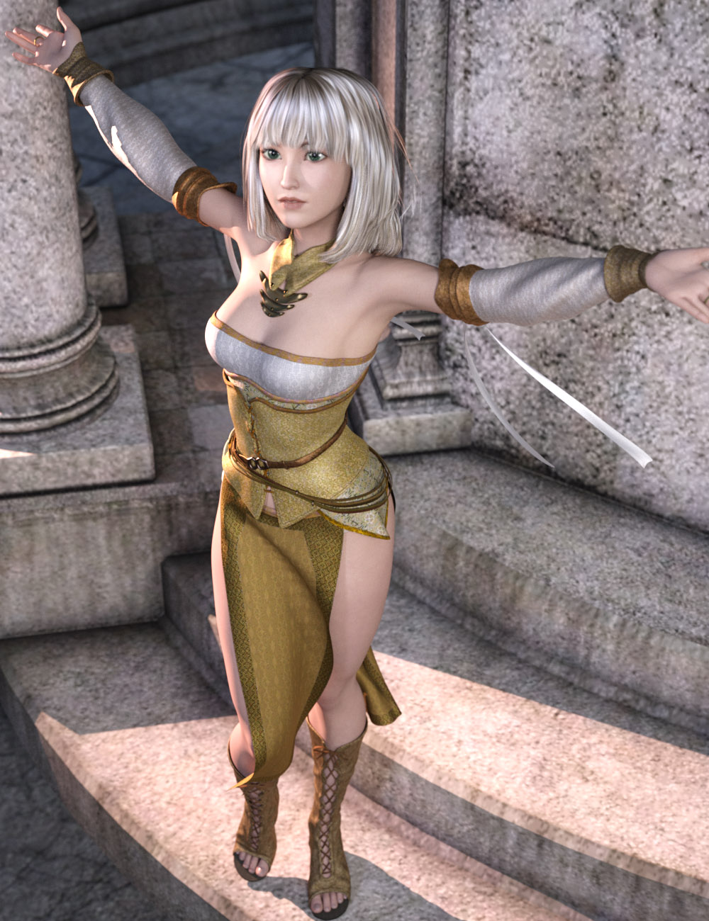 dForce Frey Healer Outfit for Genesis 3 Female(s) by: tentman, 3D Models by Daz 3D