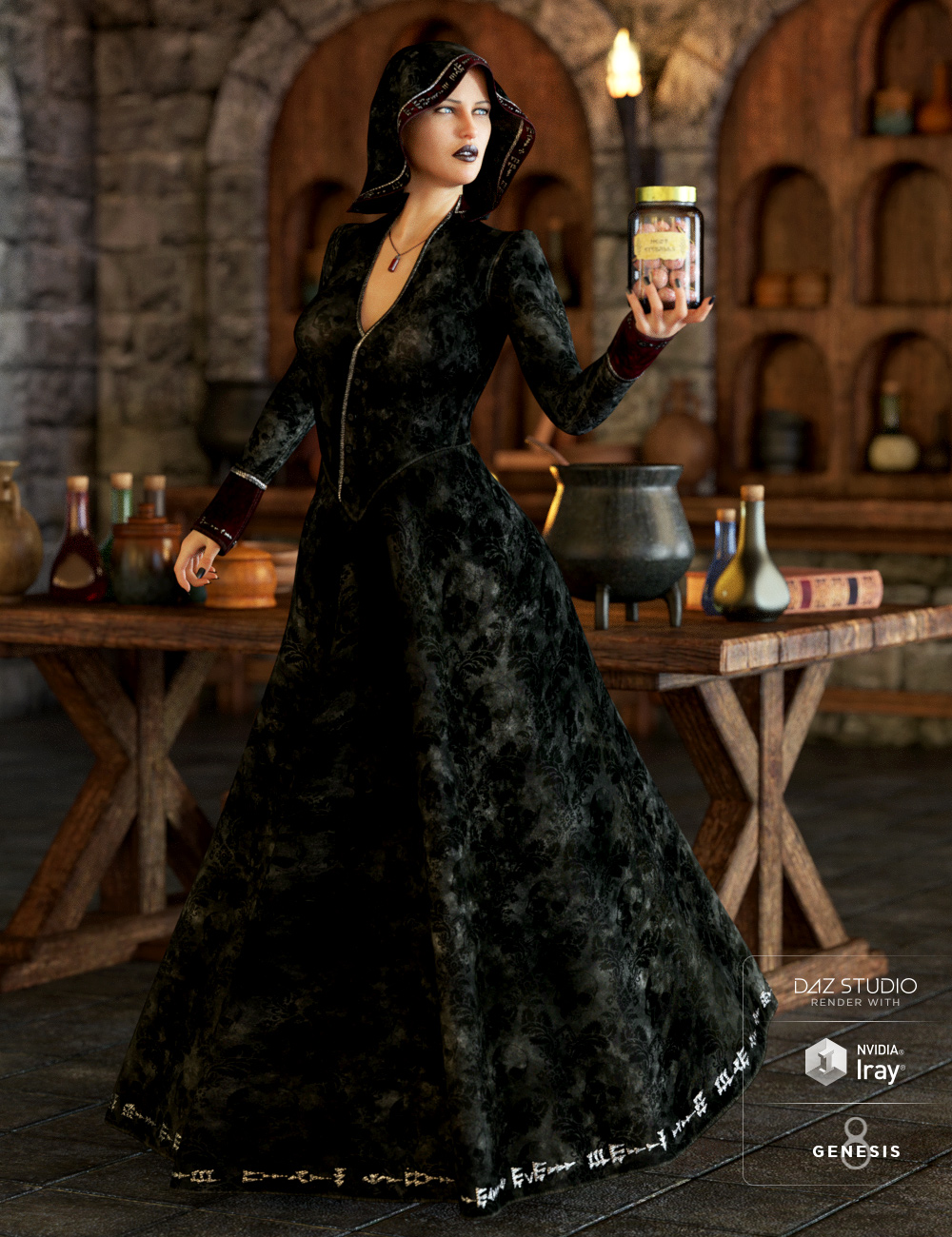 Sorceress Apprentice Outfit for Genesis 8 Female(s) by: ArienNikisatez, 3D Models by Daz 3D