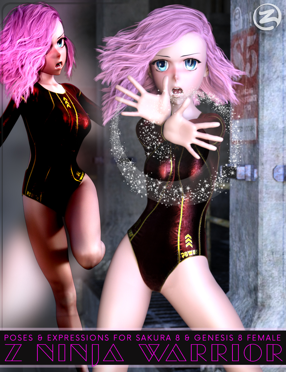 Z Ninja Warrior - Poses & Expressions for Sakura 8 and Genesis 8 Female by: Zeddicuss, 3D Models by Daz 3D