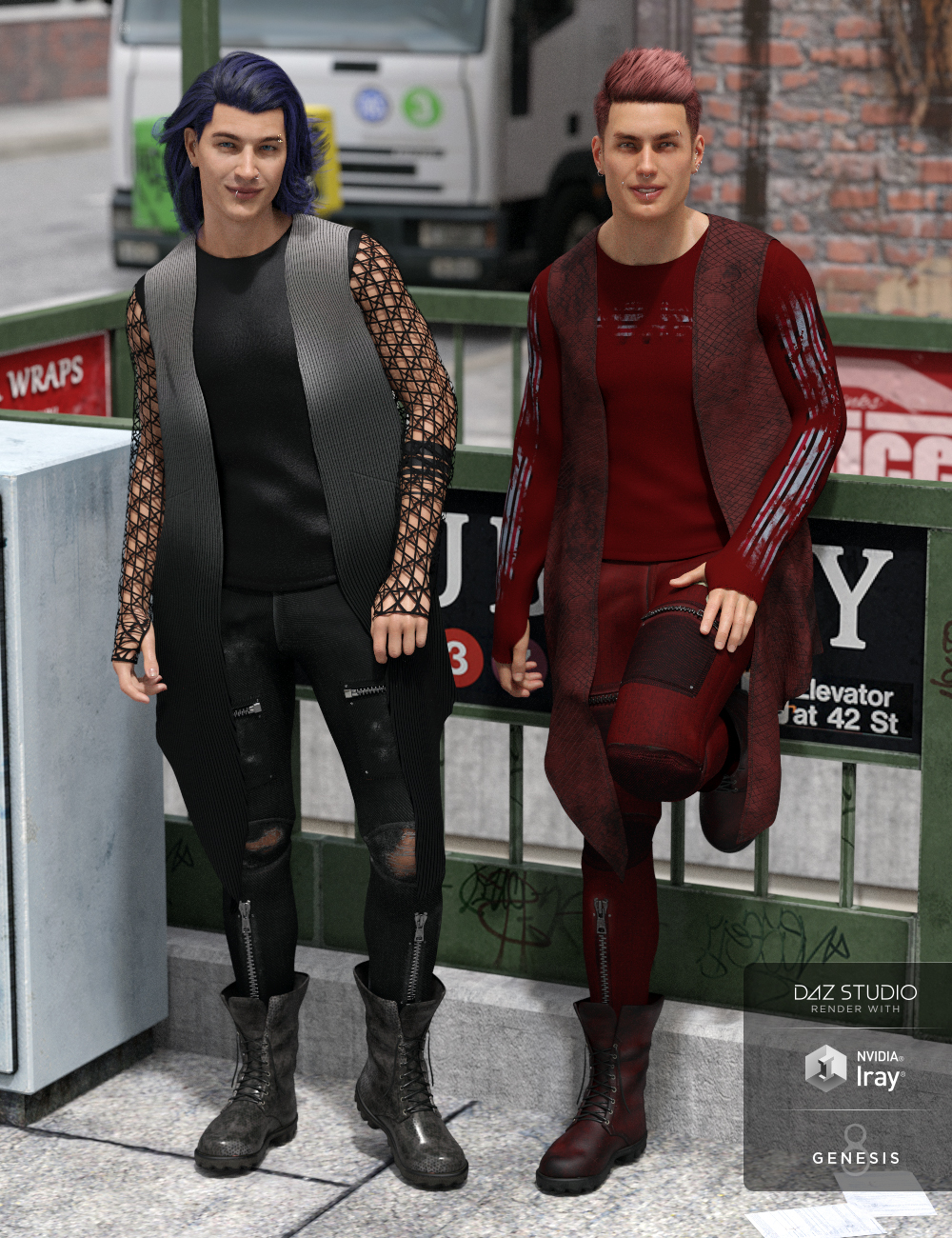 dForce Grunge Outfit Textures by: Moonscape Graphics, 3D Models by Daz 3D