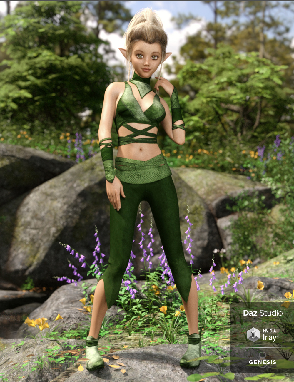 dForce Nimble Elf Outfit for Genesis 8 Female(s) by: NikisatezMoonscape Graphics, 3D Models by Daz 3D
