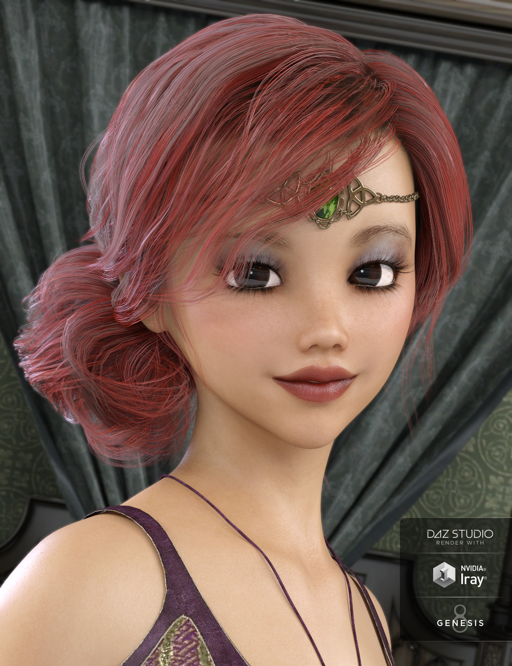 Messy Bun Hair for Genesis 3 and 8 Female(s) by: 3DCelebrity, 3D Models by Daz 3D
