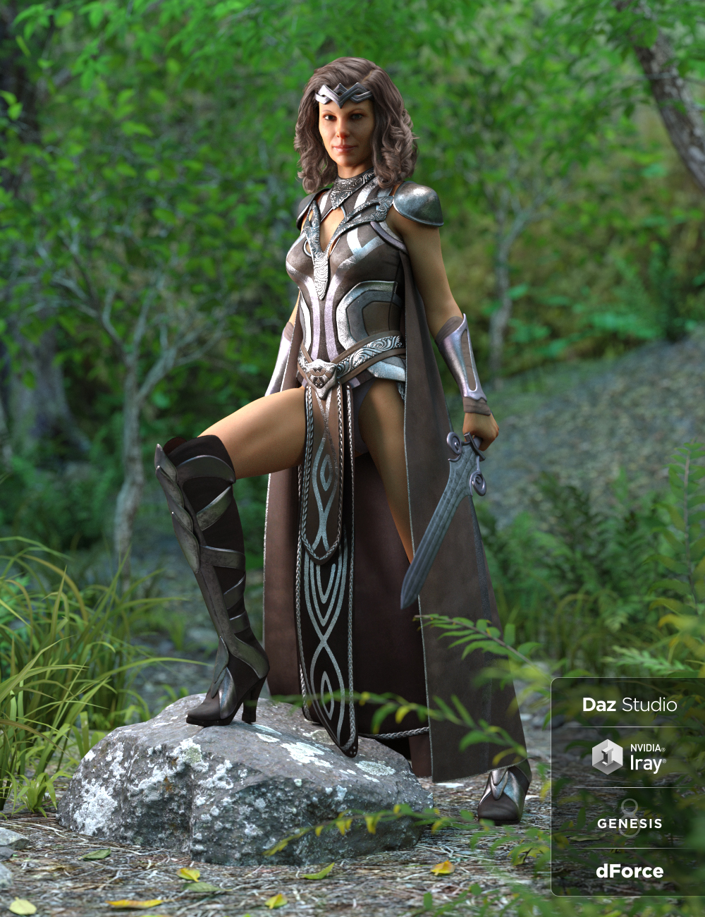 dForce Warrior Queen Outfit for Genesis 8 Female(s) by: Nikisatez, 3D Models by Daz 3D