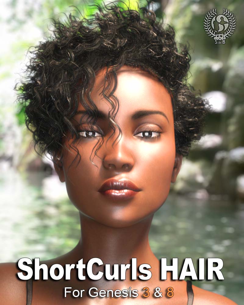 Short Curls Hair for Genesis 3 and 8 by: SamSil, 3D Models by Daz 3D