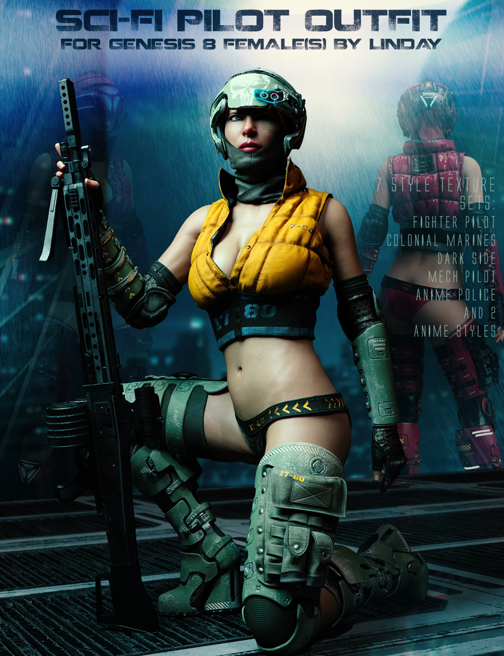 Sci-Fi Pilot Outfit for Genesis 8 Female(s) by: Linday, 3D Models by Daz 3D