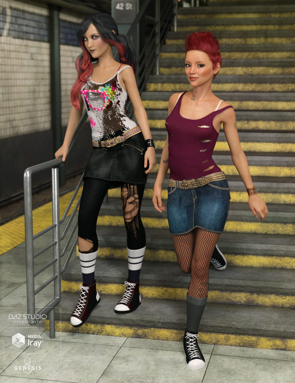 dForce Walking Dangerously Outfit Textures by: Shox-Design, 3D Models by Daz 3D