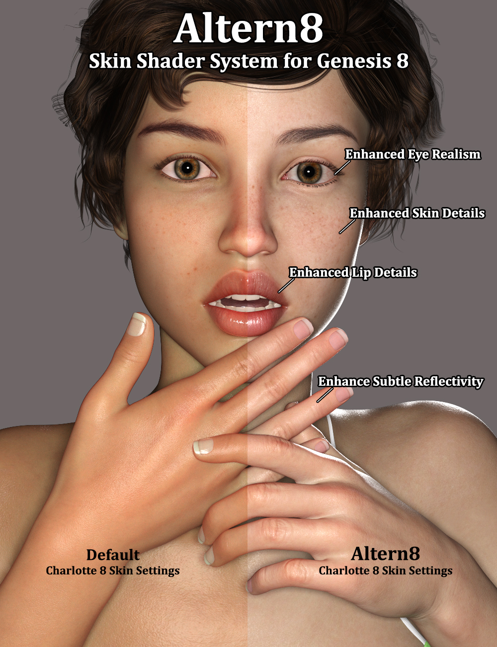 Altern8 - Skin Shader System for Genesis 8 by: 3Diva, 3D Models by Daz 3D