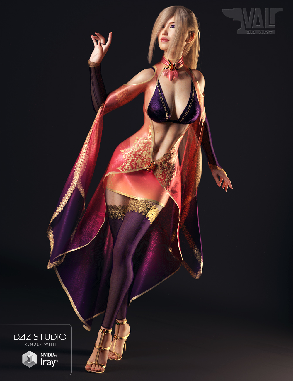 dForce Twilight Sorceress Outfit for Genesis 8 Female(s) by: Val3dart, 3D Models by Daz 3D