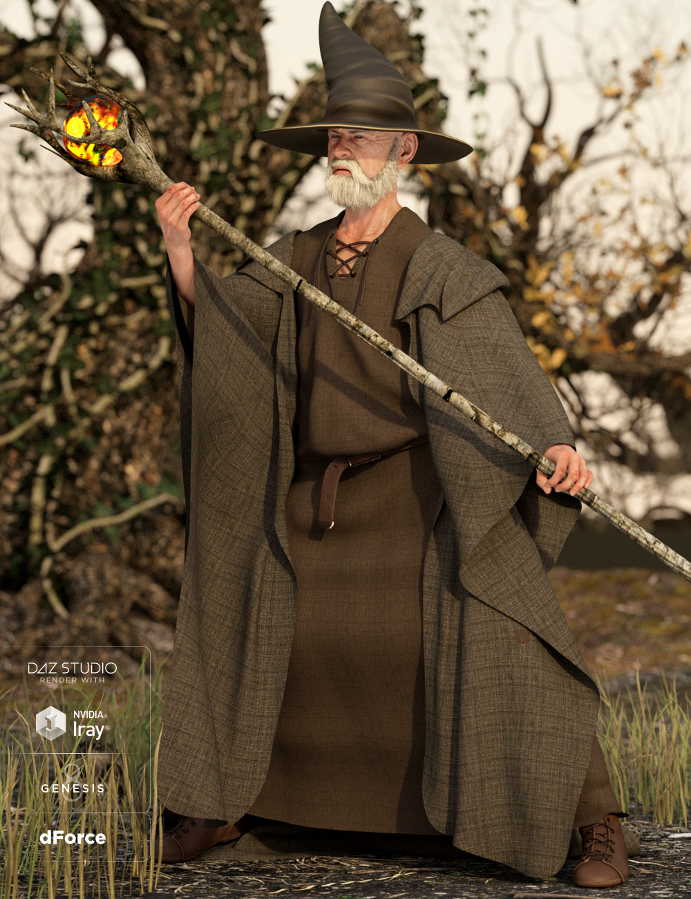 dForce Wizard Lore Outfit for Genesis 8 Male(s) by: CynderBlue, 3D Models by Daz 3D