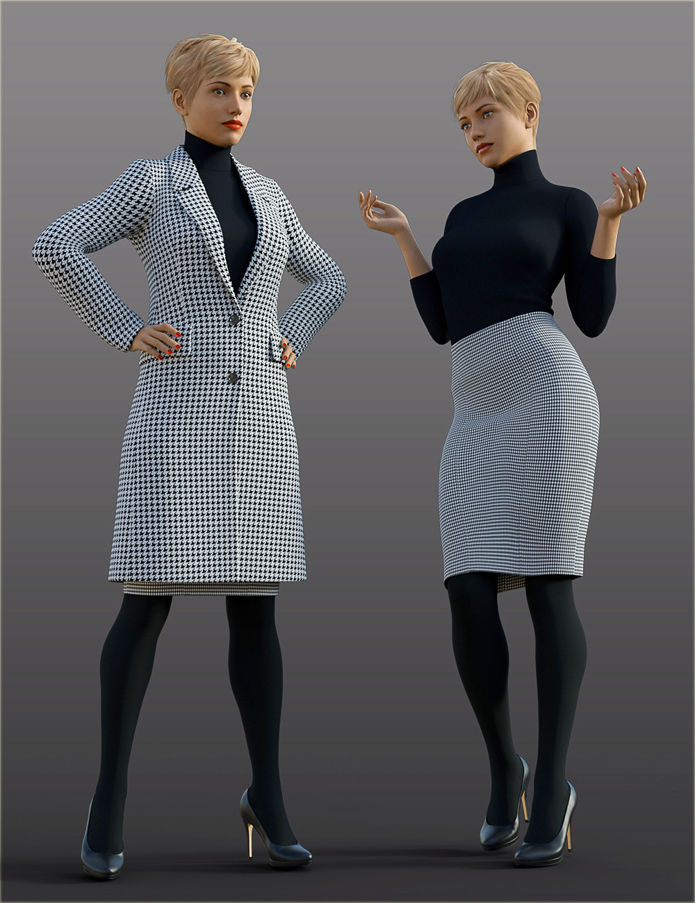 H&C Overcoat Outfit for Genesis 8 Female(s) by: IH Kang, 3D Models by Daz 3D