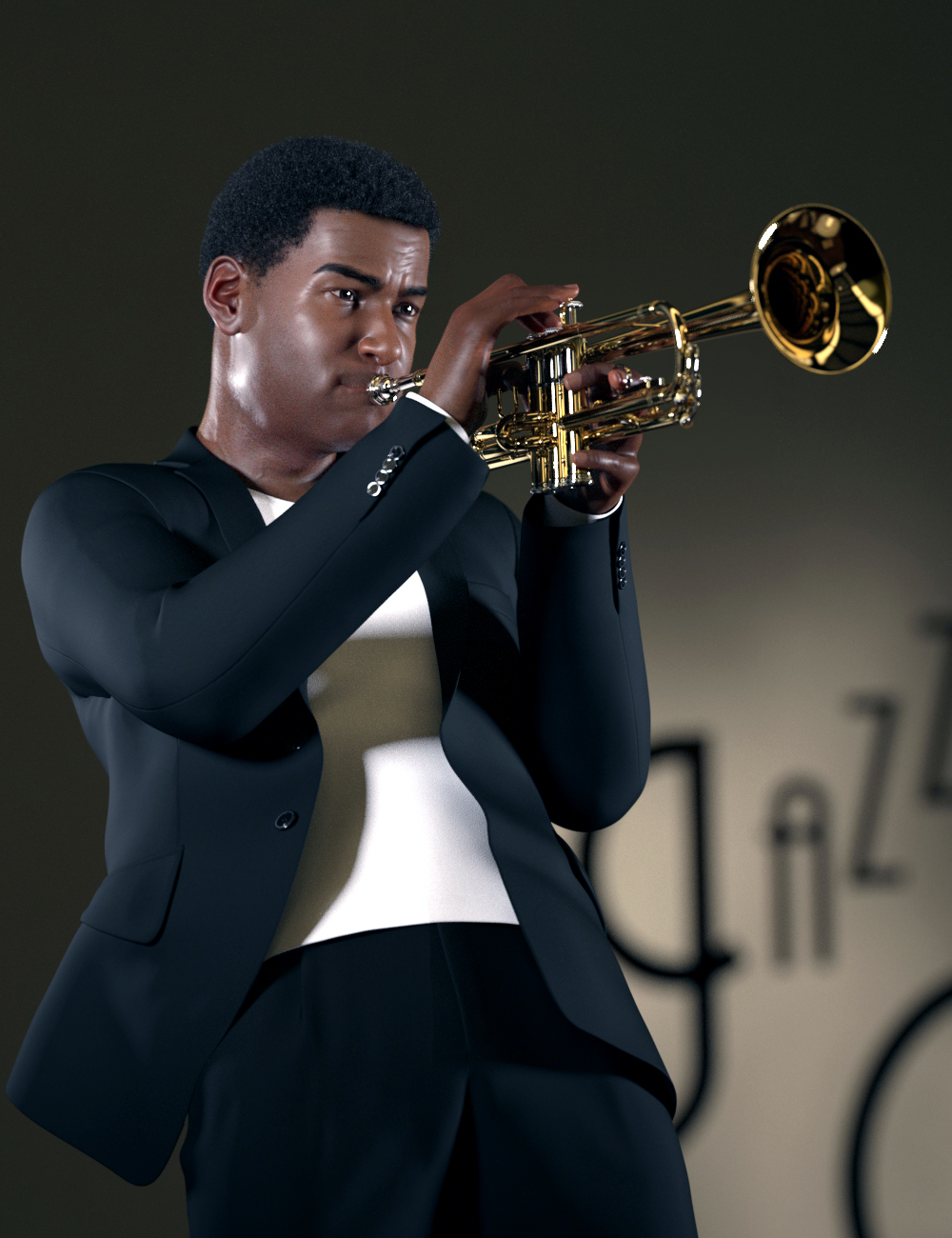 HD Trumpet and Poses for Genesis 8 by: Protozoon, 3D Models by Daz 3D