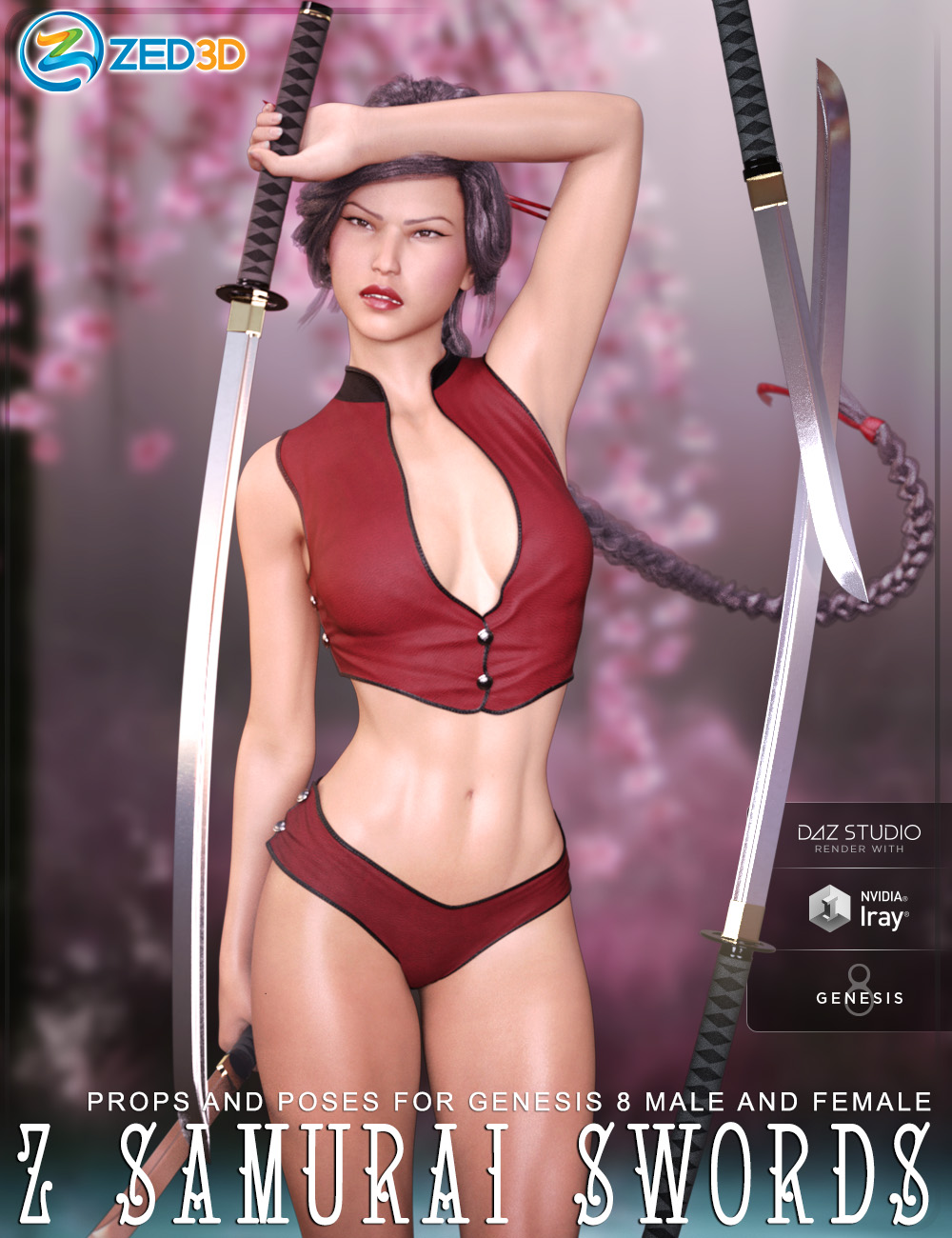 Z Samurai Swords - Props and Poses for Genesis 8 by: Zeddicuss, 3D Models by Daz 3D