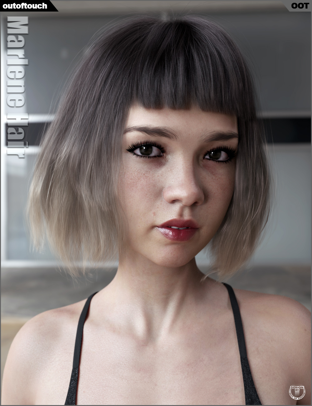 Marlene Bob Hair for Genesis 3 and 8 Female(s) by: outoftouch, 3D Models by Daz 3D