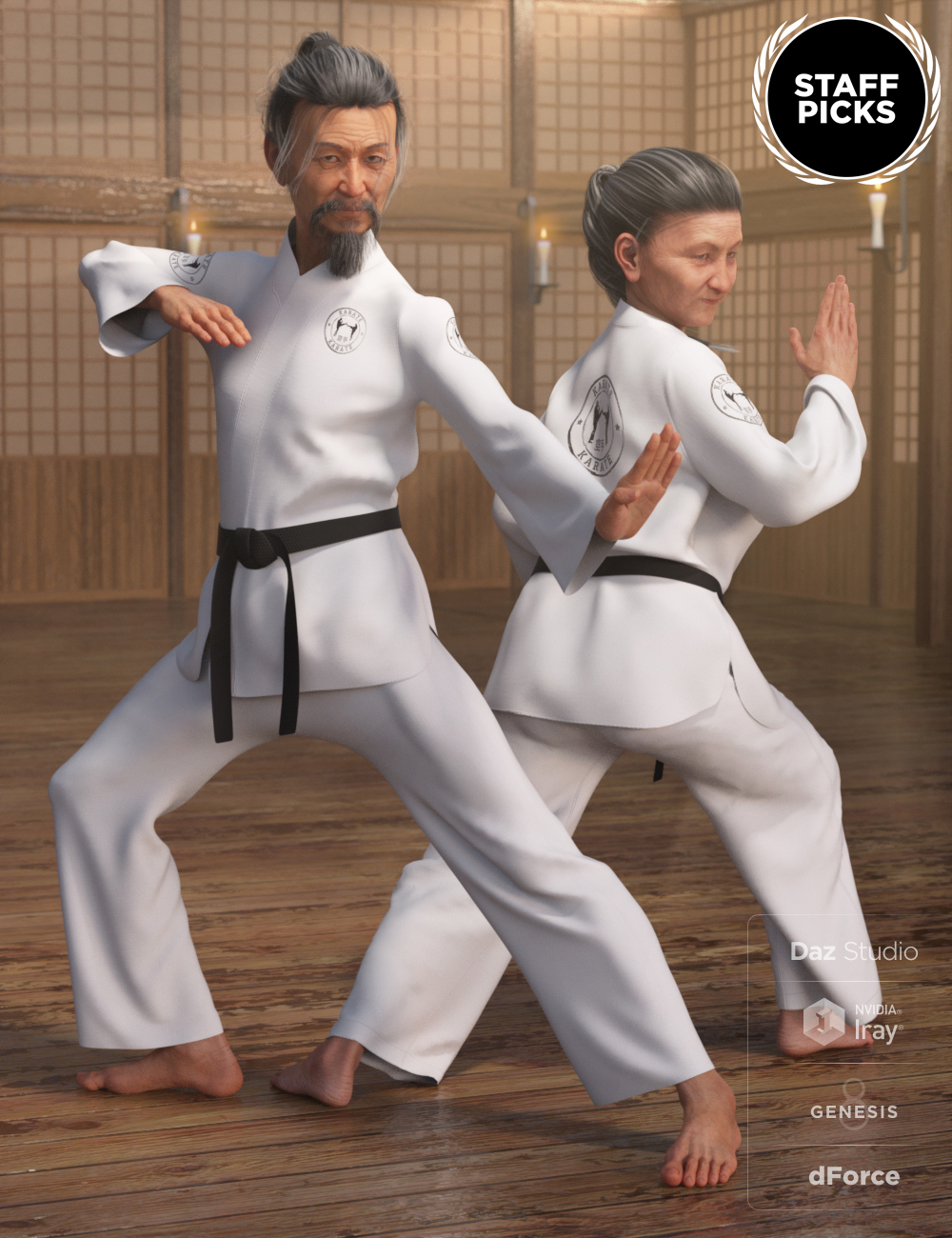 dForce Karate Gi for Genesis 8 by: Moonscape GraphicsNikisatez, 3D Models by Daz 3D