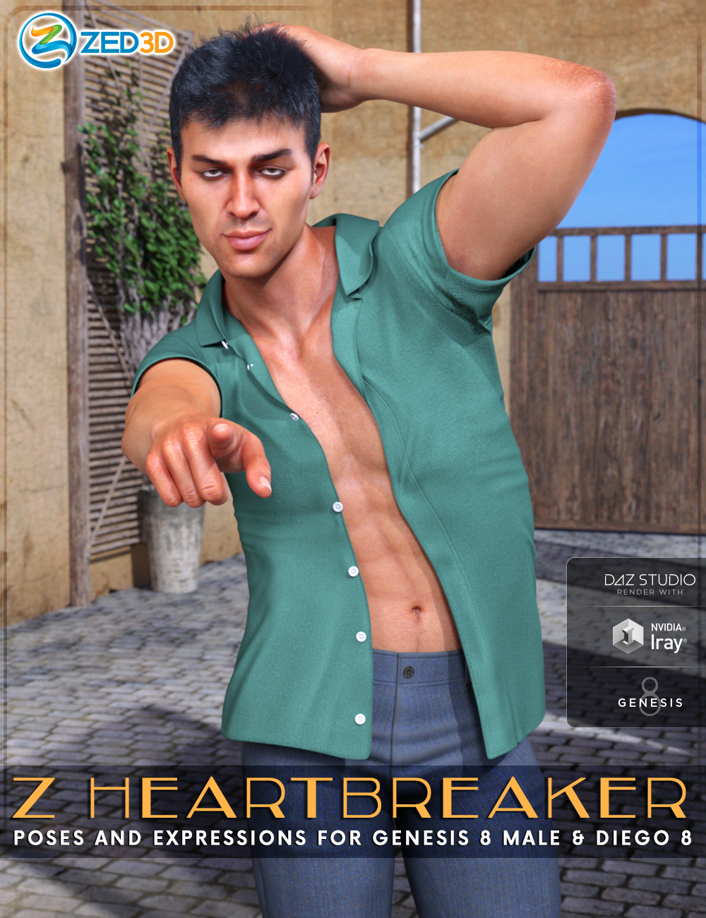 Z Heartbreaker Poses and Expressions for Genesis 8 Male and Diego 8 by: Zeddicuss, 3D Models by Daz 3D