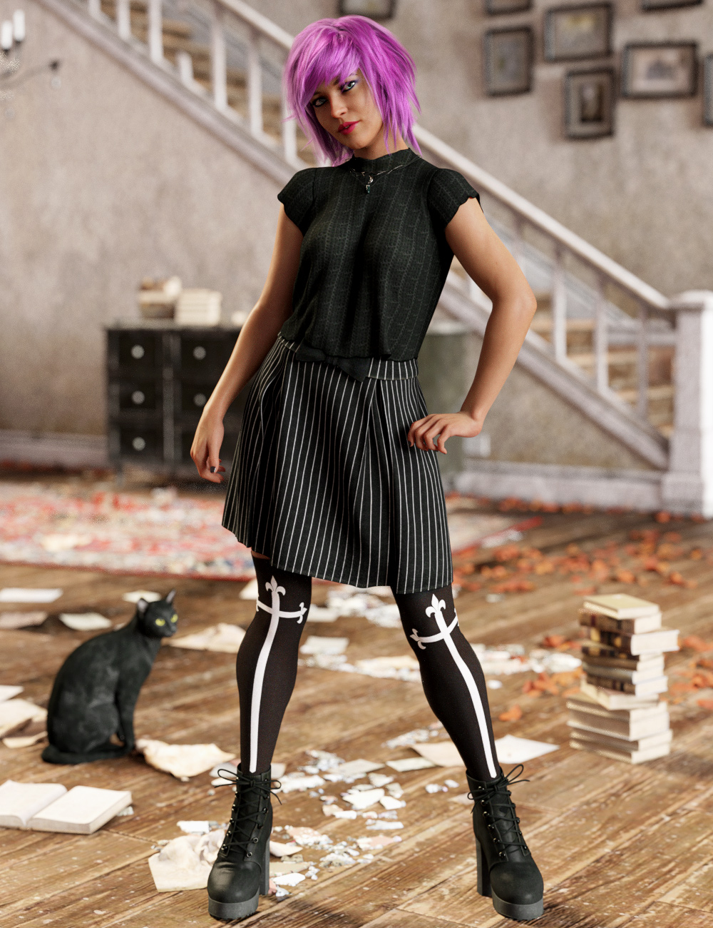 dForce Emo Style for Genesis 8 Female(s) by: ArienBarbara Brundon, 3D Models by Daz 3D
