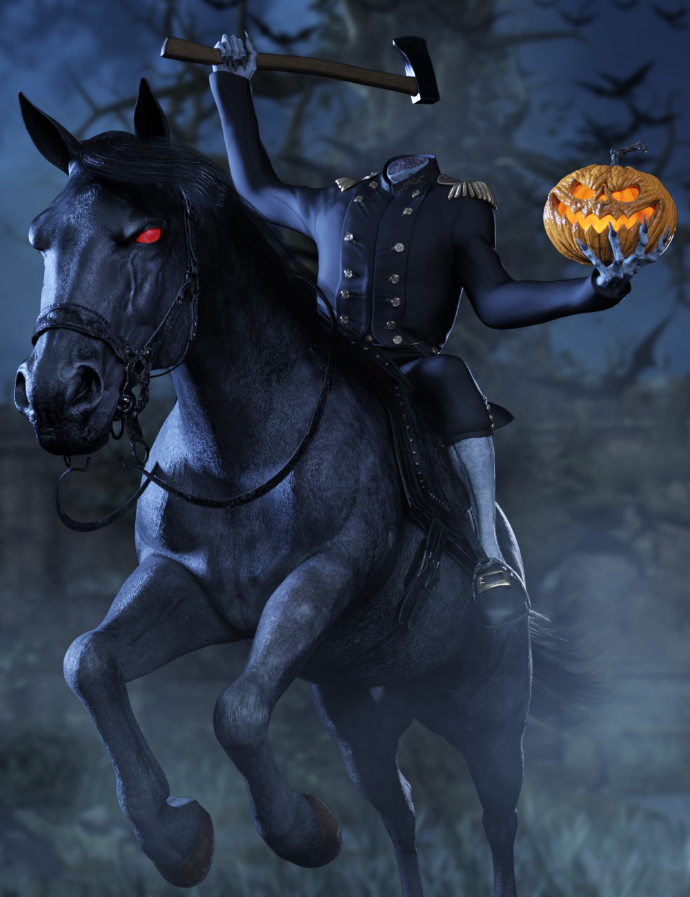 Headless Horseman HD for Genesis 8 Male by: Josh Crockett, 3D Models by Daz 3D