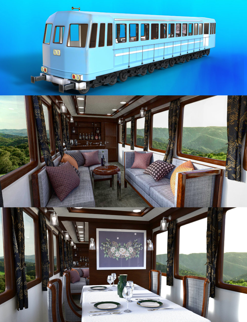 FG Luxury Passenger Train by: PAN StudiosFugazi1968ironman13, 3D Models by Daz 3D