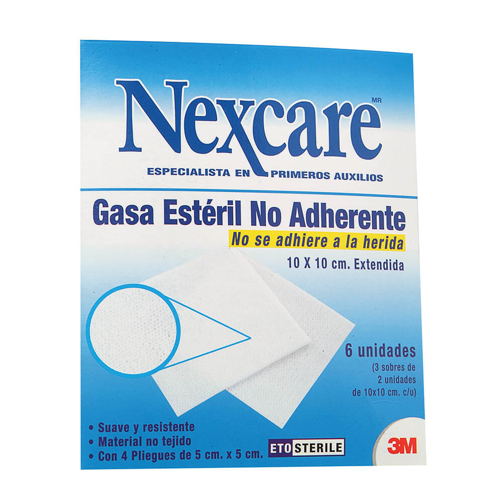 Nexcare Gasa Esteril No Adherente 10 cm x 10 cm x 6 Unidades - Red de  Farmacias Online | Pharol, encuentra tu Farmacia.