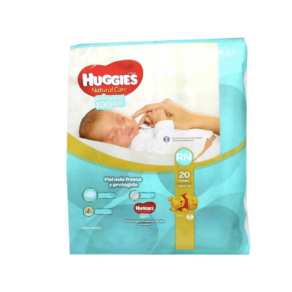 HUGGIES PAÑALES NATURAL CARE RN X 20 UN. RECIEN NACIDO